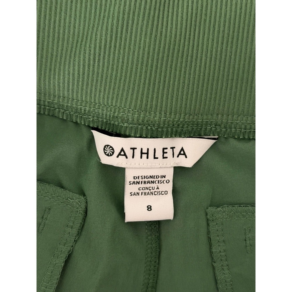 Athleta Brooklyn Ankle Pant Green Ribbed Waistband Tapered Travel Trousers  8 - Picture 6 of 11